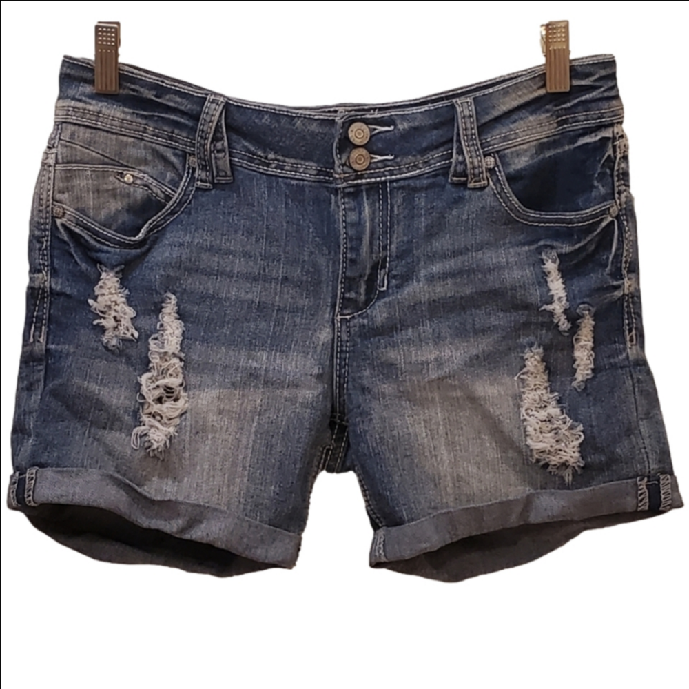 Stretchy Ripped Jean Shorts